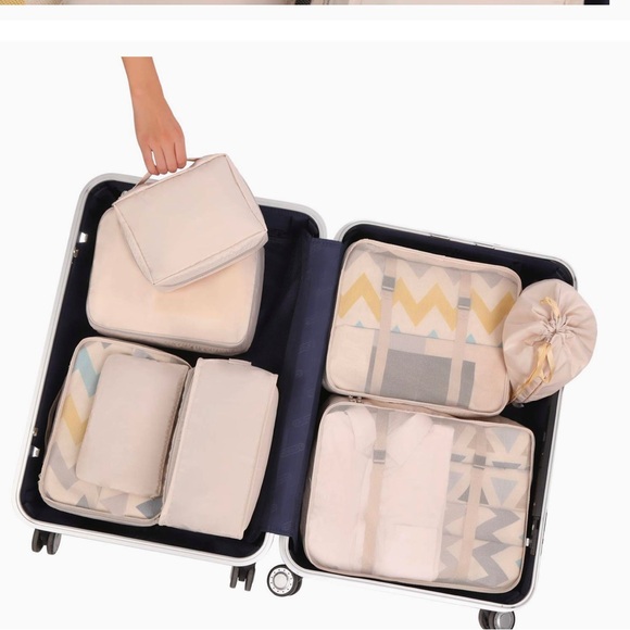 NWOT Bagail 8 piece ready to travel packaging cubes tan color storage is compact - Picture 3 of 10